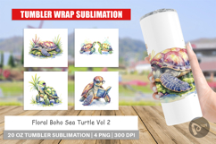 Floral Boho Sea Turtle Tumbler Product Image 1