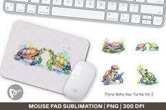Floral Boho Sea Turtle Mouse Pad Product Image 1