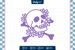 Halloween Skull with Daisy Flower SVG Product Image 3