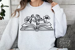 Floral Book SVG - Book With Flowers - Book Lover Reading PNG Product Image 1
