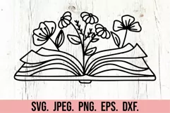 Floral Book SVG - Book With Flowers - Book Lover Reading PNG Product Image 5