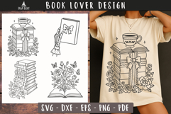 Floral Book Stack SVG Book Lover designs