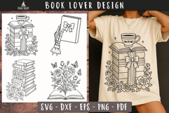 Floral Book Stack SVG Book Lover designs