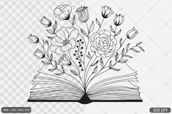 Floral Book SVG PNG | Book with Flowers Product Image 1