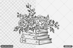 Floral Book SVG PNG | Book with Flowers Product Image 1