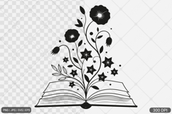 Floral Book SVG PNG | Book with Flowers Product Image 1