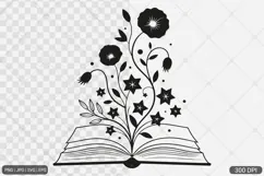 Floral Book SVG PNG | Book with Flowers Product Image 1