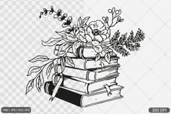 Floral Book SVG PNG | Book with Flowers Product Image 1