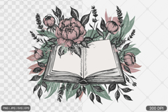 Floral Book PNG SVG | Book with Flowers Product Image 1