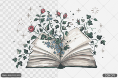 Floral Book PNG SVG | Book with Flowers Product Image 1