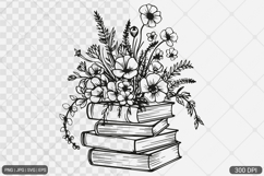 Floral Book SVG PNG | Book with Flowers Product Image 1