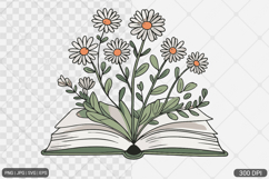 Floral Book PNG SVG | Book with Flowers Product Image 1
