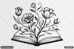Floral Book SVG PNG | Book with Flowers Product Image 1