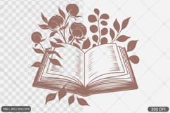 Floral Book PNG SVG | Book with Flowers Product Image 1
