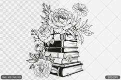 Floral Book SVG PNG | Book with Flowers Product Image 1