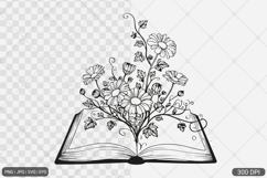 Floral Book SVG PNG | Book with Flowers Product Image 1