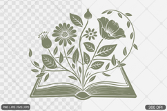 Floral Book PNG SVG | Book with Flowers Product Image 1