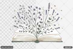 Floral Book PNG SVG | Book with Flowers Product Image 1