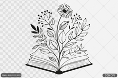 Floral Book SVG PNG | Book with Flowers Product Image 1