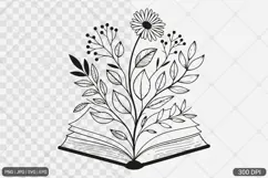 Floral Book SVG PNG | Book with Flowers Product Image 1