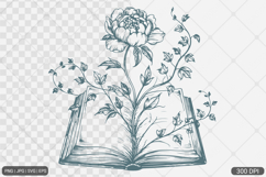 Floral Book PNG SVG | Book with Flowers Product Image 1
