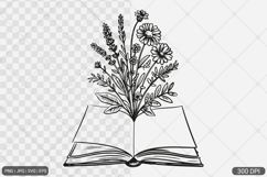 Floral Book SVG PNG | Book with Flowers Product Image 1