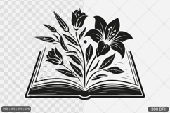 Floral Book SVG PNG | Book with Flowers Product Image 1