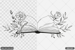 Floral Book SVG PNG | Book with Flowers Product Image 1