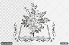 Floral Book SVG PNG | Book with Flowers Product Image 1
