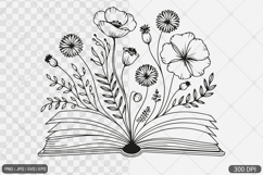 Floral Book SVG PNG | Book with Flowers Product Image 1