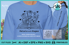 Floral Book SVG PNG Bundle Reading Book Quotes Sleeve Design Product Image 1