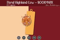 Floral Highland cow Bookmark SVG Product Image 2