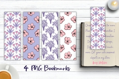 Pink and Purple Floral Bookmark Set 4 PNGs Product Image 1