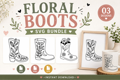 3 Floral Boots SVG PNG Collection Product Image 1
