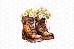 Floral Boots Watercolor Clipart