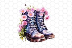 Floral Boots Watercolor Clipart