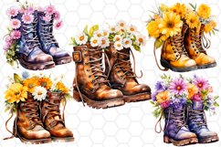 Floral Boots Watercolor Clipart