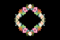 Floral border box label of wreath with branch and leaves des Product Image 2