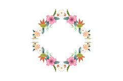 Floral border box label of wreath with branch and leaves des Product Image 1