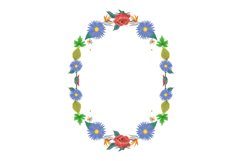 Floral border box label of wreath with branch and leaves orn Product Image 1