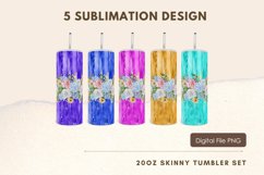20oz Border Sweet Floral Glitter Brush Tumbler Sublimation Product Image 1