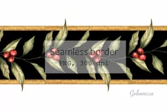 Seamless border with leaves and berries | Floral garland Product Image 1