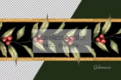 Seamless border with leaves and berries | Floral garland Product Image 2