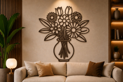 Floral Bouquet In a Vase Laser Cut SVG Product Image 1