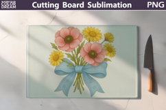 Floral Bow Cutting Board | Anemones Daisy Cutting Board Product Image 1