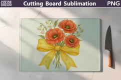 Floral Bow Cutting Board | Poppy Wildflowers Cutting Board Product Image 1