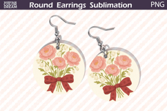 Pink Peony Earrings Design | Round Floral Jewelry Sublimatio Product Image 1