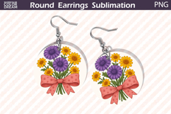 Purple Daisy Earrings Design | Round Floral Jewelry Product Image 1