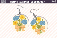 Blue Hydrangea Yellow Daisy Earrings | Round Floral Jewelry Product Image 1
