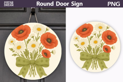 Poppy Daisy Round Sign | Wildflowers Sublimation Product Image 1